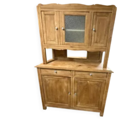 Vaisselier en chêne massif rénové – buffet ancien campagne chic – vitr