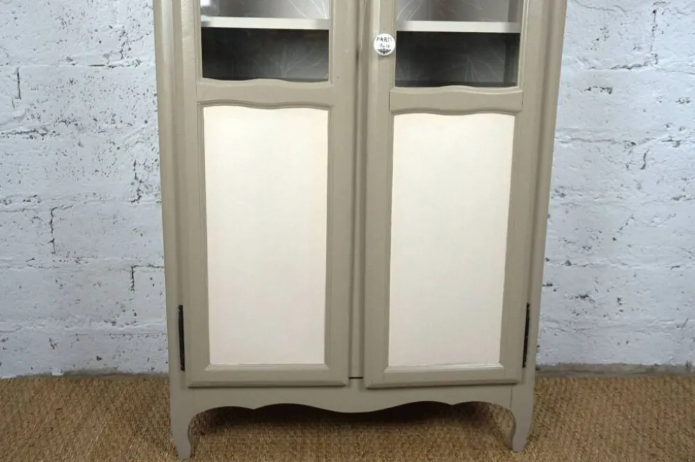 vaisselier vitrine parisienne relooké peinture papier peint style champêtre