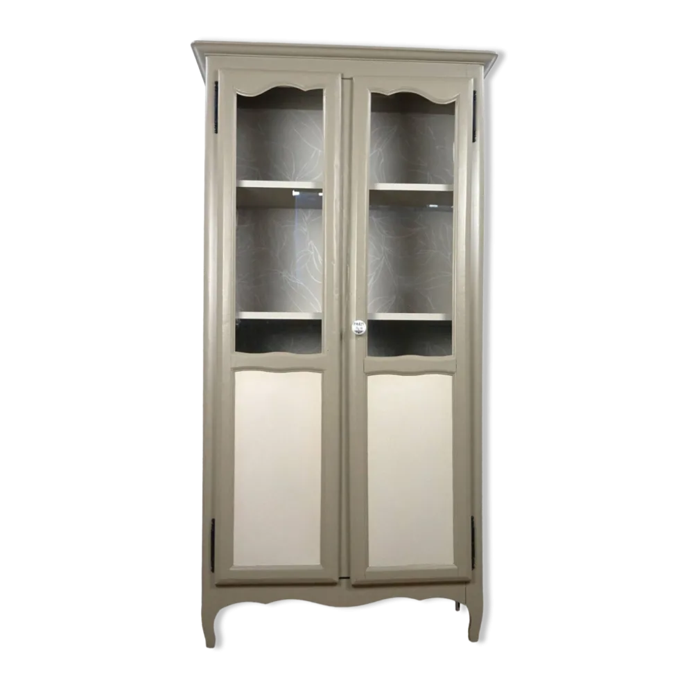 vaisselier vitrine parisienne relooké peinture papier peint style champêtre