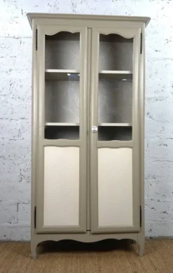 vaisselier vitrine parisienne relooké peinture papier peint style champêtre