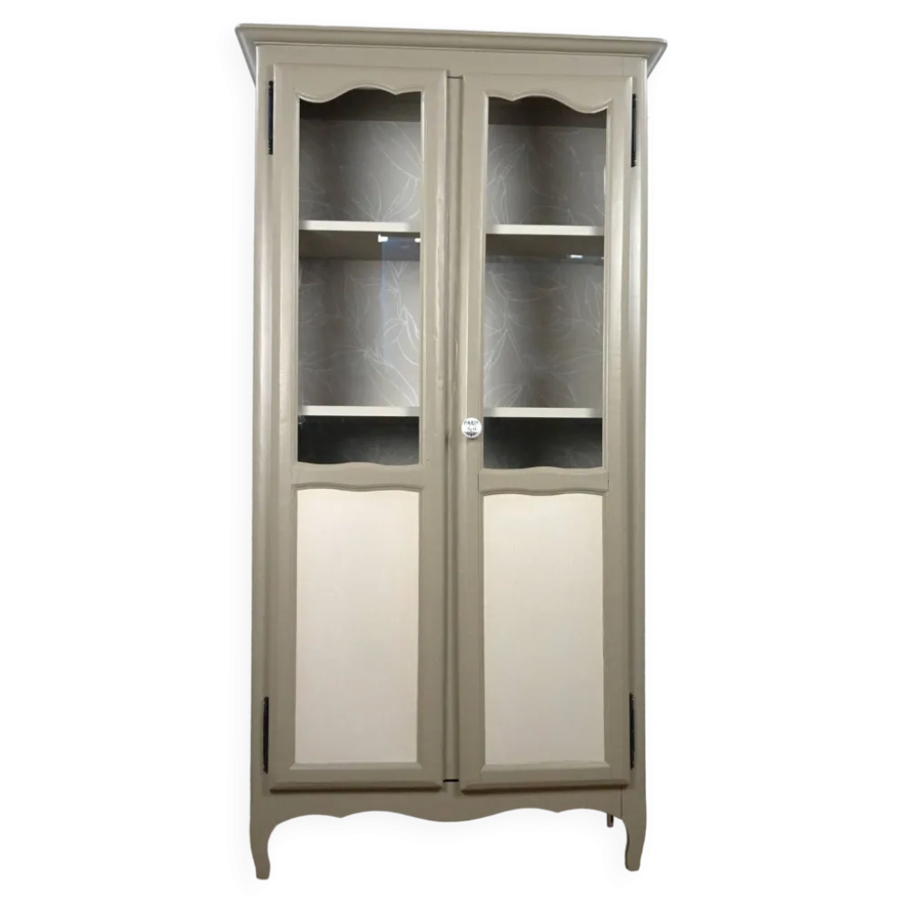 vaisselier vitrine parisienne relooké peinture papier peint style champêtre