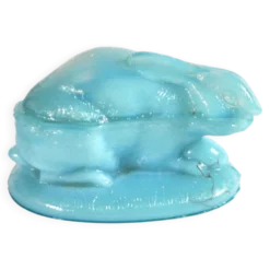 Vallerysthal boîte bonbonnière lapin lièvre pâques en opaline bleu 1900