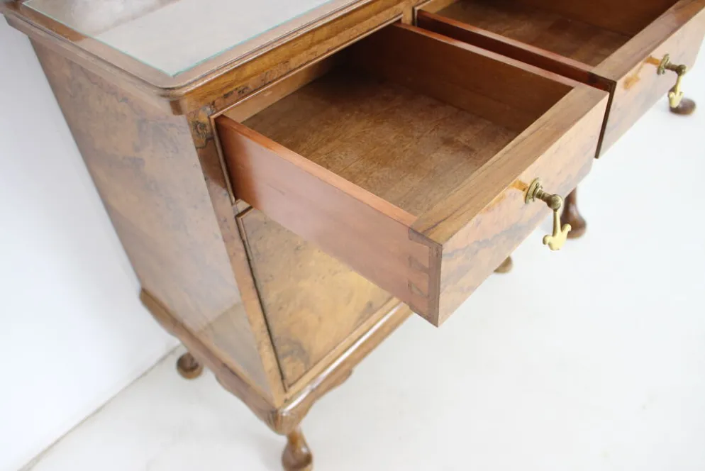 Vanité de maquillage antique avec cabinet, Tchécoslovaquie, 1920