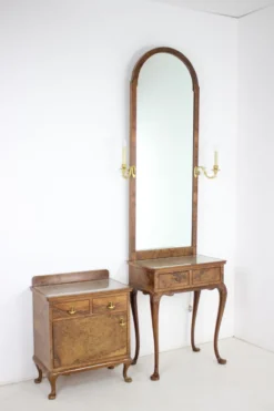 Vanité de maquillage antique avec cabinet, Tchécoslovaquie, 1920