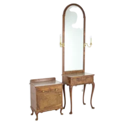 Vanité de maquillage antique avec cabinet, Tchécoslovaquie, 1920