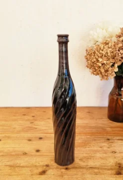 Vase bouteille Les Cyclades Anduze en grès émaillé torsadé