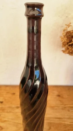 Vase bouteille Les Cyclades Anduze en grès émaillé torsadé