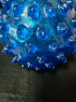 Vase pichet blue cobalt Empolie en verre bullé à picots