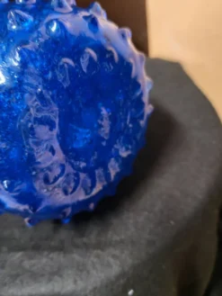 Vase pichet blue cobalt Empolie en verre bullé à picots
