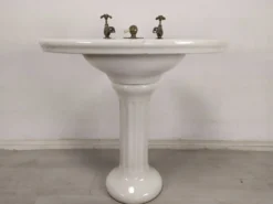 Vasque évier porcelaine sur pied