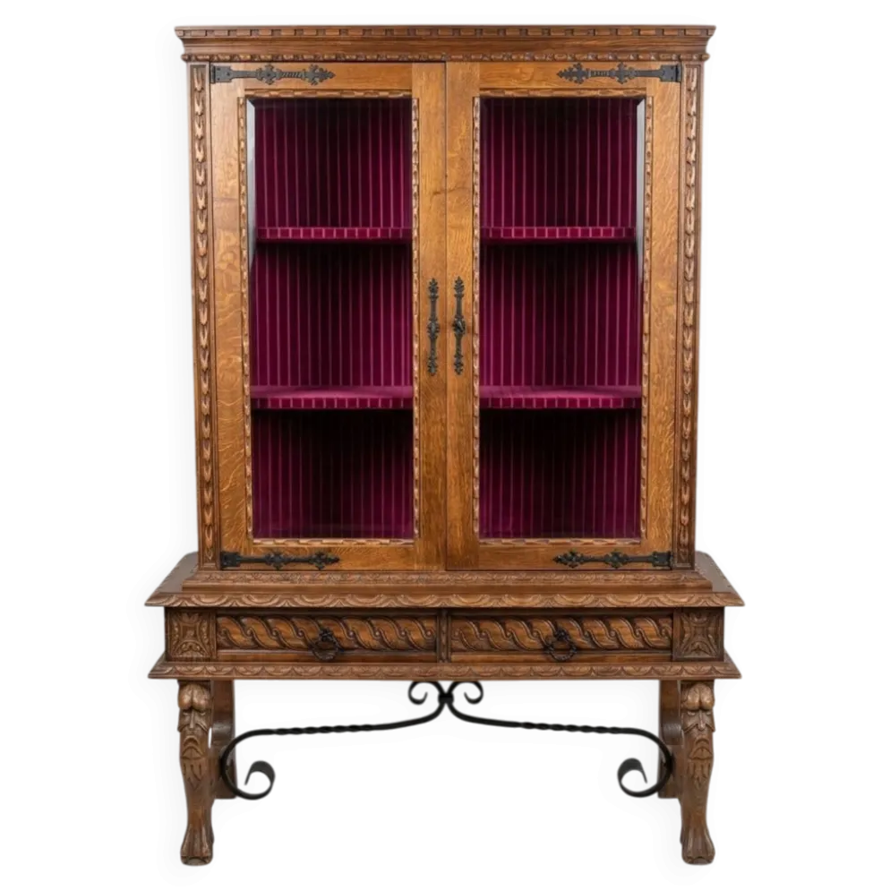Vente d'une vitrine en chêne massif style Henri II / néo-Renaissance