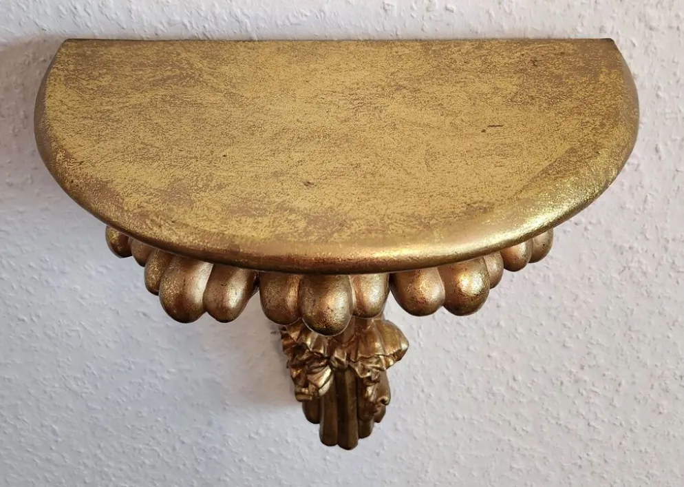 vergoldée console murale support mural étagère décorative rococo Louis XV, 1970