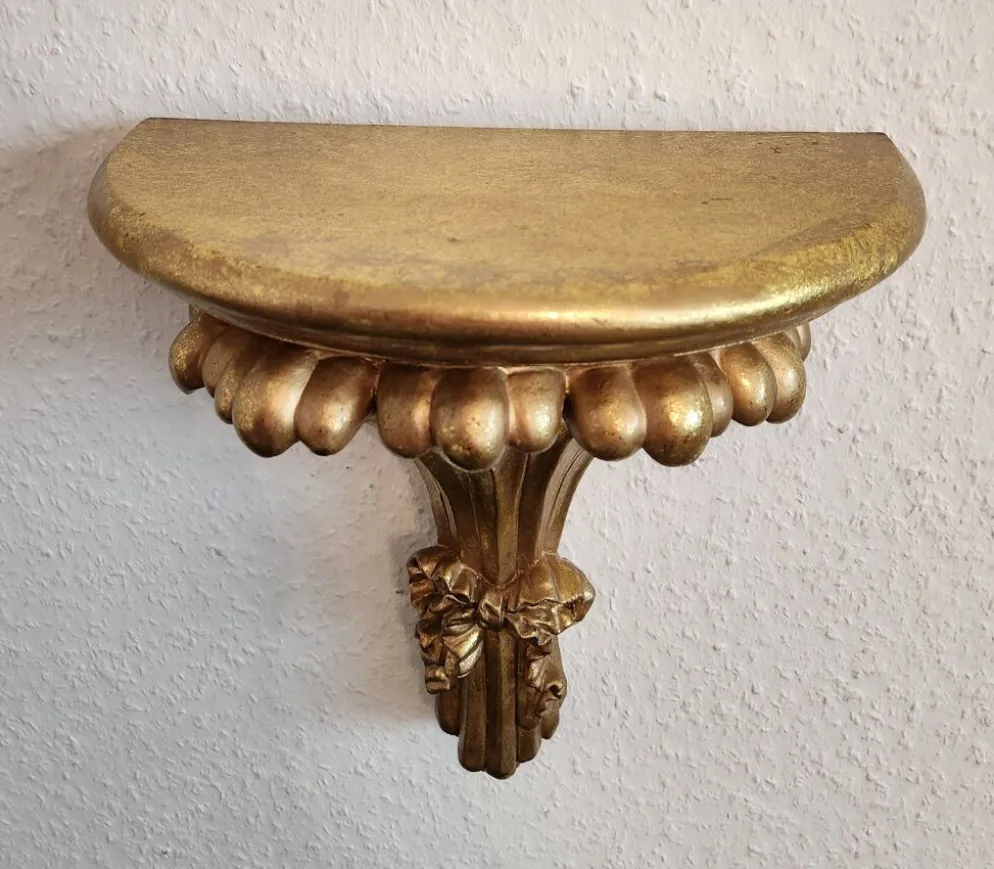 vergoldée console murale support mural étagère décorative rococo Louis XV, 1970