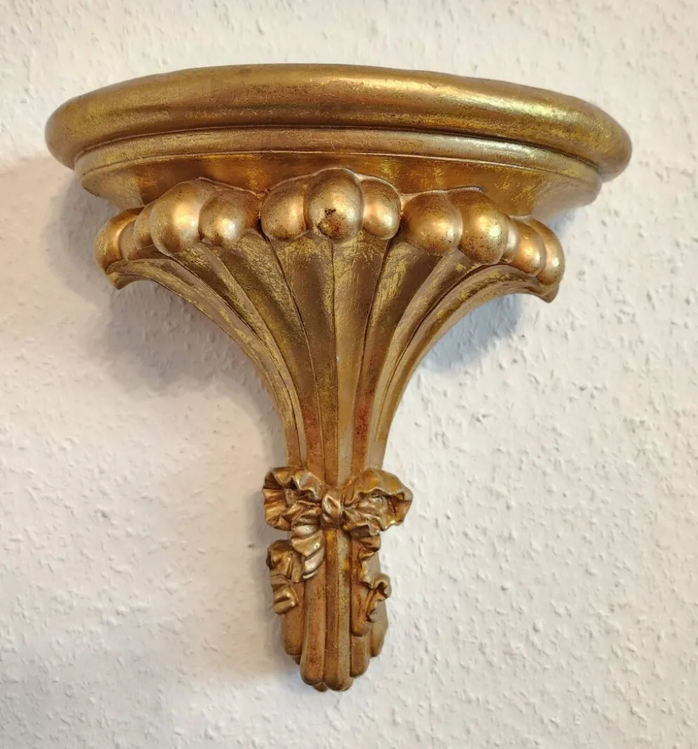 vergoldée console murale support mural étagère décorative rococo Louis XV, 1970