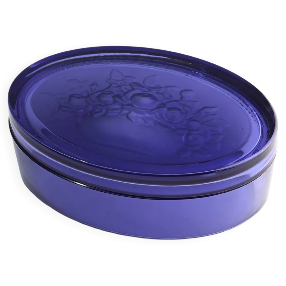 Verre bleu Val-Saint-Lambert Vide-Poche, Belgique vers 1900