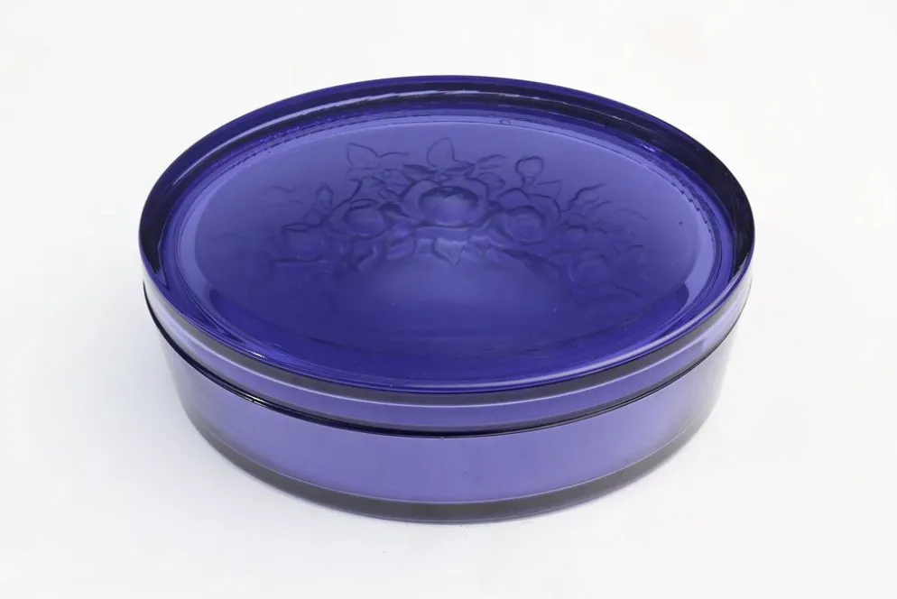 Verre bleu Val-Saint-Lambert Vide-Poche, Belgique vers 1900