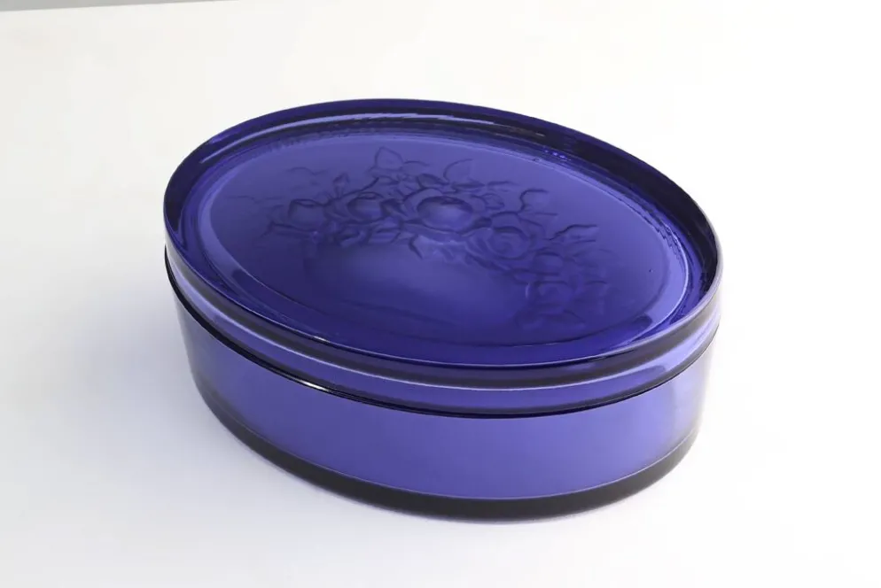 Verre bleu Val-Saint-Lambert Vide-Poche, Belgique vers 1900