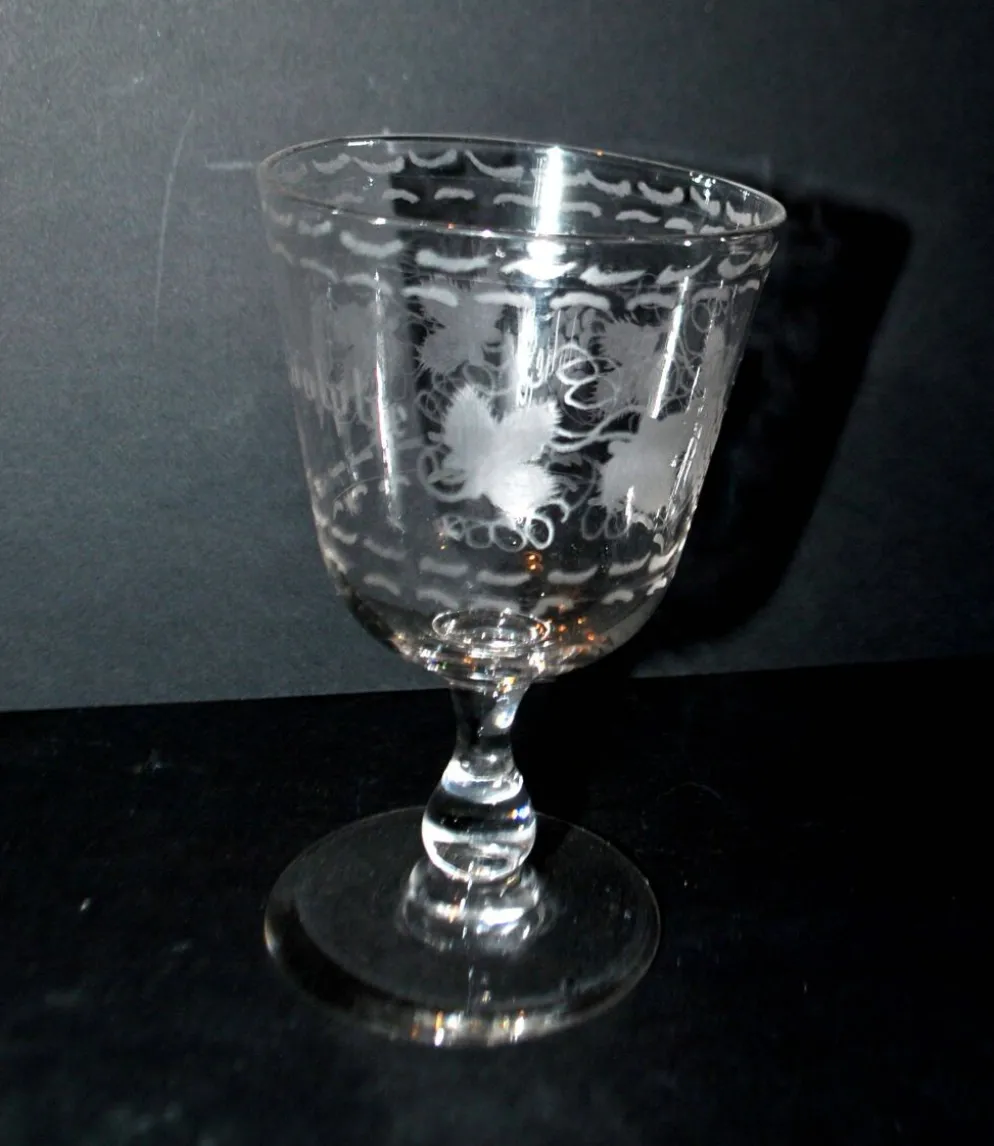 Verre gobelet ancien souvenir gravé à la roue et prénom Adolphe