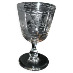 Verre gobelet ancien souvenir gravé à la roue et prénom Adolphe
