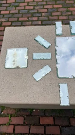 Verre miroir biseauté - portes couteaux dessous de bouteillle