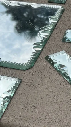 Verre miroir biseauté - portes couteaux dessous de bouteillle