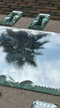 Verre miroir biseauté - portes couteaux dessous de bouteillle