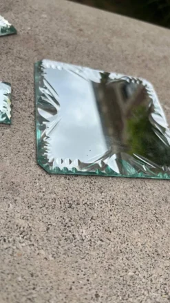 Verre miroir biseauté - portes couteaux dessous de bouteillle