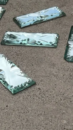 Verre miroir biseauté - portes couteaux dessous de bouteillle