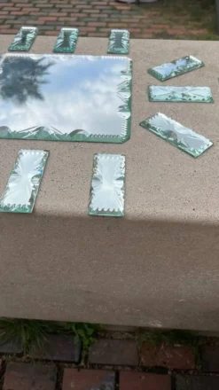 Verre miroir biseauté - portes couteaux dessous de bouteillle