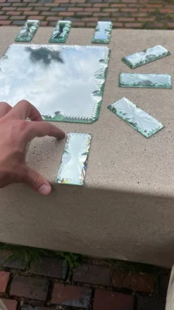 Verre miroir biseauté - portes couteaux dessous de bouteillle