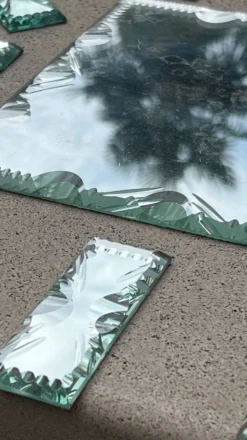 Verre miroir biseauté - portes couteaux dessous de bouteillle
