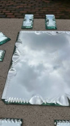 Verre miroir biseauté - portes couteaux dessous de bouteillle