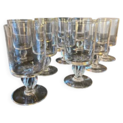 10,verres ancien au pied torsadé
