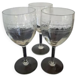 3 verres anciens guilloches années 20