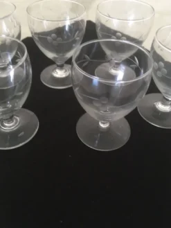 6 verres anciens motifs raisin u