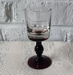 6 verres apéritif anciens, verre vintage pied prune