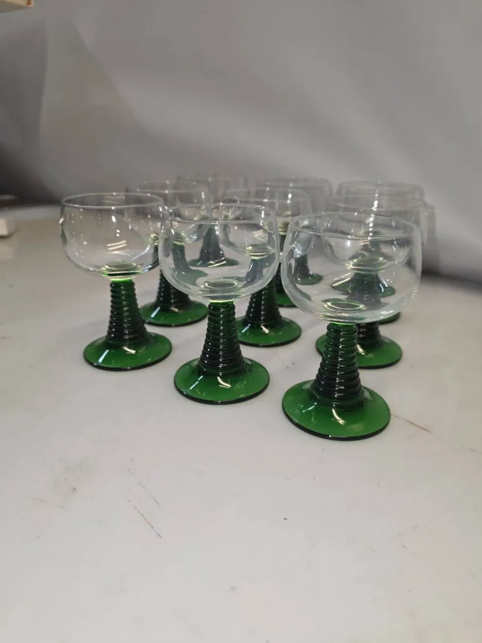9 verres a vin d'Alsace des années 70