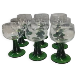 9 verres a vin d'Alsace des années 70