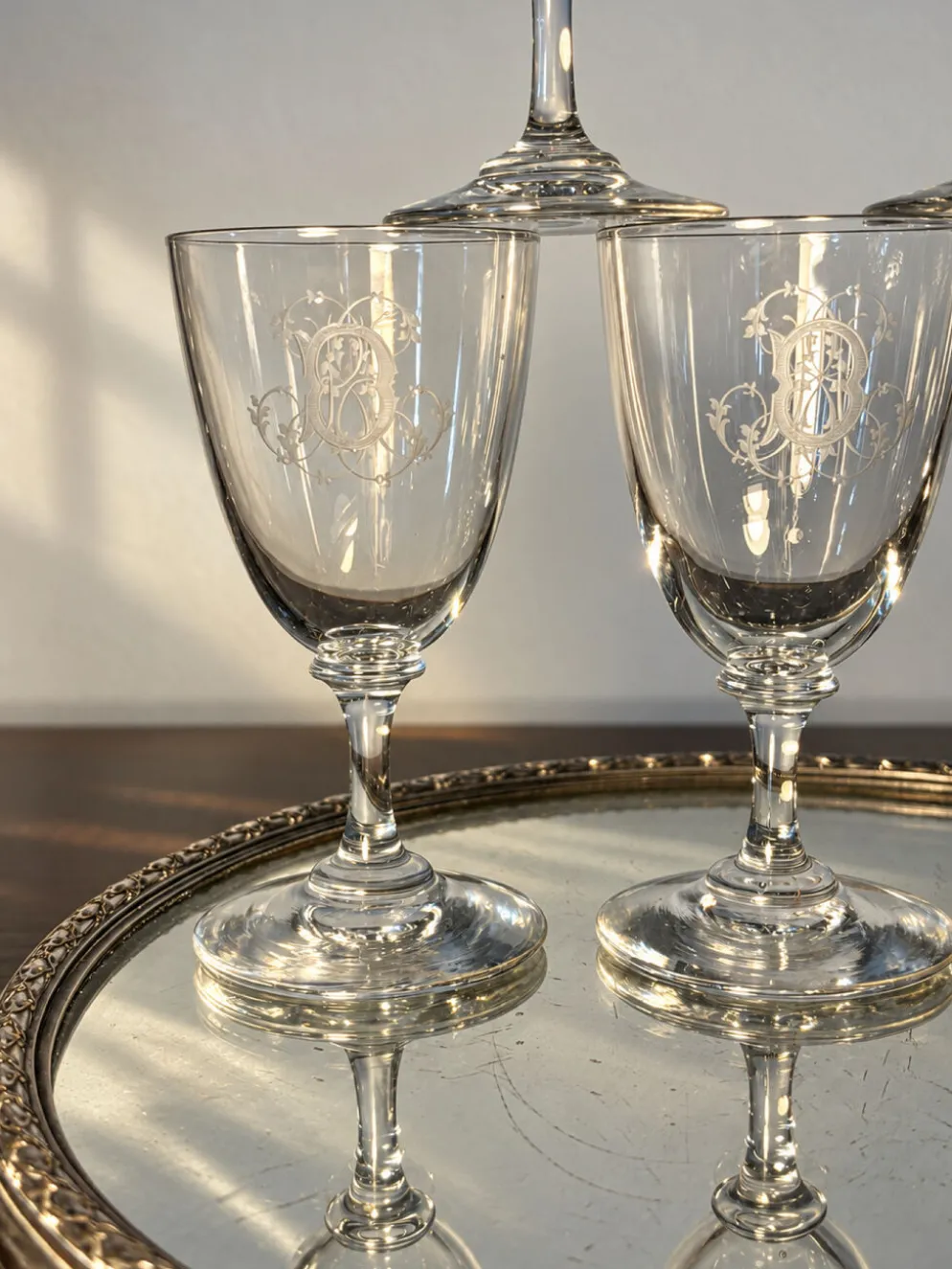 6 verres Baccarat en forme de funnel, fin 19e - début 20e siècle.