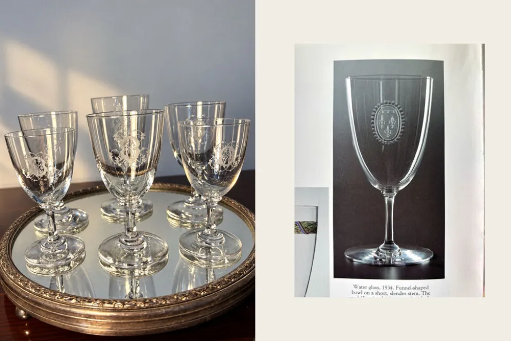 6 verres Baccarat en forme de funnel, fin 19e - début 20e siècle.