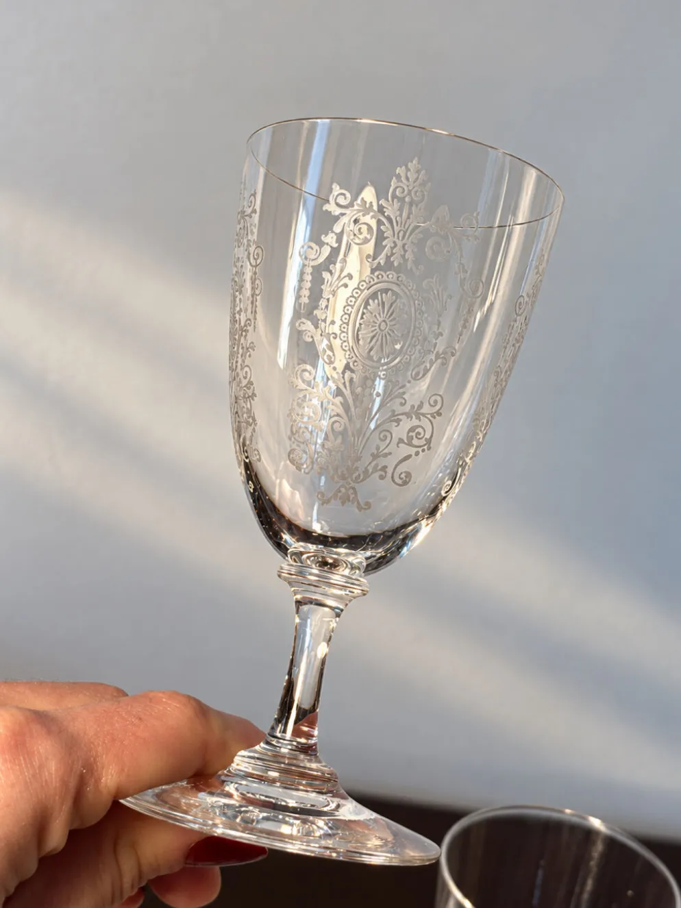 6 verres Baccarat en forme de funnel, fin 19e - début 20e siècle.