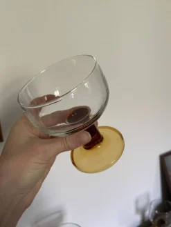 5 verres bloc ambré années 70