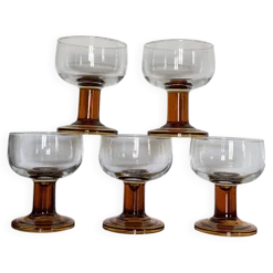 5 verres bloc ambré années 70