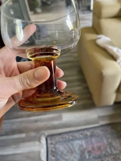 5 verres bloc ambré années 70