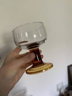 5 verres bloc ambré années 70