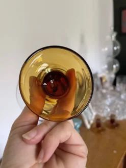 5 verres bloc ambré années 70