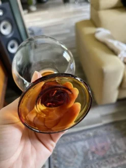 5 verres bloc ambré années 70