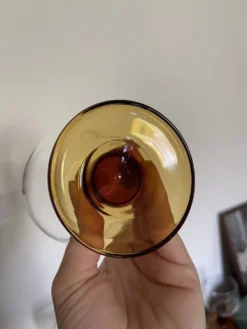 5 verres bloc ambré années 70
