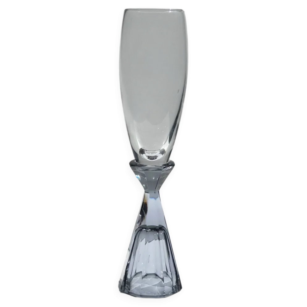 10 verres à champagne en cristal vintage, revival Art Déco des années 1980