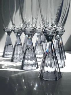 10 verres à champagne en cristal vintage, revival Art Déco des années 1980